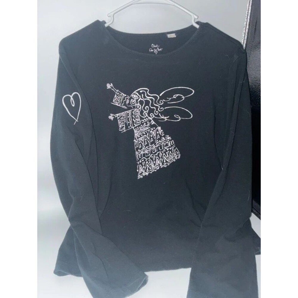 Boho angel, long sleeve black tee